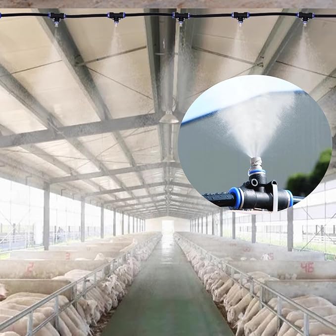 Roof &amp Enclosure Cooling Equipment for Farm/Construction Site/Factory Versatile Automatic Irrigation System Adjustable Water Output Misting Kits(3150inch/80m/262ft)