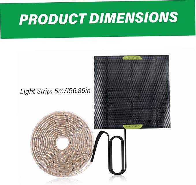 Yeory Solar Powered Grow Lights 16.4ft Plant Light Strip with Solar Panel Full Spectrum Grow Lights Heat Lamp for Outdoor Indoor Garden Greenhouse Supplies