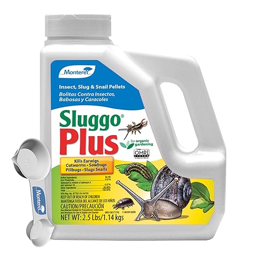 Monterey Sluggo Plus Bundled with Measuring Spoon - Snail &amp Slug Killer Plus Controls Other Insects OMRI Listed for Organic Gardening - 2.5 lb jug