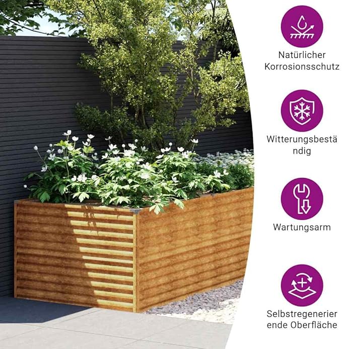 OWOX XL Corten Steel Raised Bed 188.6x39.4x27.2 Rust Planter for Veggies Herbs Flowers Heavy Duty for Patio Yard Balcony