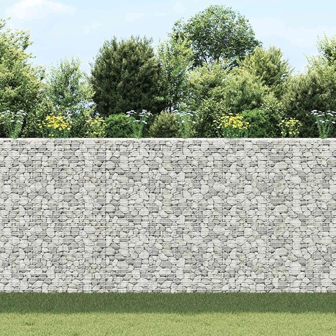 YAFF Metal Gabion Raised Bed Rectangular Rustic Silver Iron 78.7 Inch Long Garden Planter for Outdoor Use