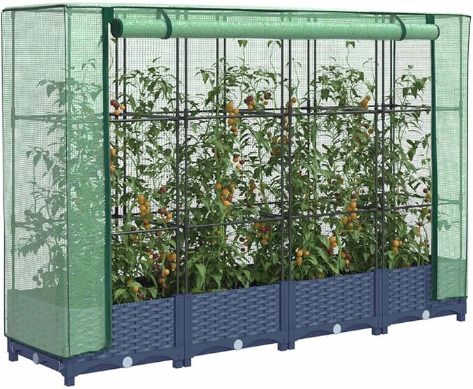 SKM Raised Bed Blue Grey PP (Polypropylene) 63.0 in x 15.7 in x 48.4 inGrey (Weight 20.59KG)