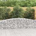 Crescent Gabion Basket 157.5x31.5 Silver Galvanized Iron Planter Box Outdoor Garden Wall Retaining Screen Modern Metallic Garden Planter for Landscapes Patio Backyard