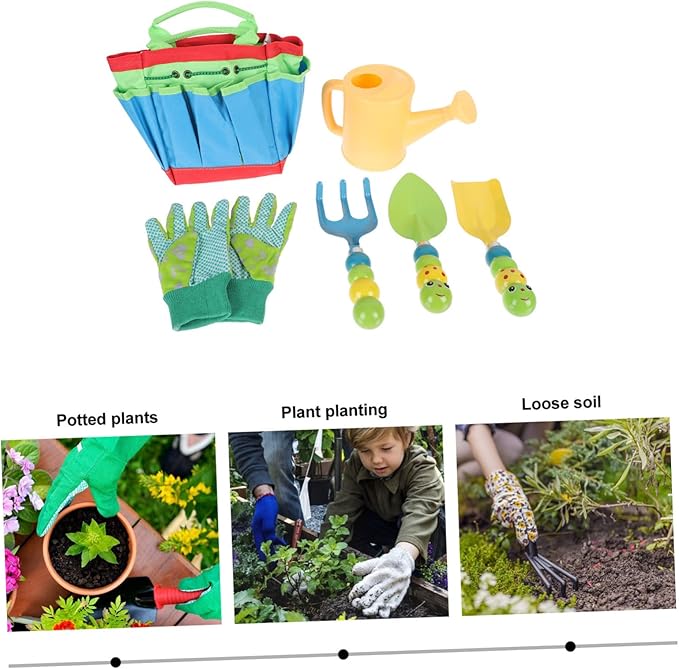 Kisangel 1set Boys and Girls Gardening Tool Set Mini Shovel and Rake Kit for Outdoor Planting Activities for Little Hands Safe and Smooth for Boy Girl