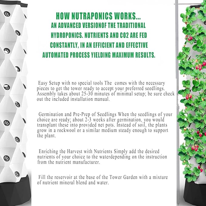Garden Hydroponic Growing System Vertical Tower - Vegetable Plant Tower Gifts for Gardening Lover - Automate Aeroponics Mini Indoor Outdoor Home Grow Herb8Layers