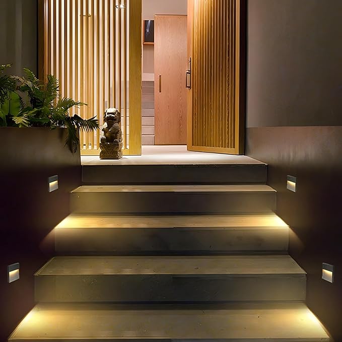 Outdoor Landscape Step LampArrow Garden LED Light IP65 Waterproof Stair Corner Lights for Patio Pathway Step Buried(6W(AC86-265V))