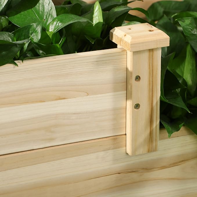3 Tier Raised Garden Bed Outdoor Planter Box Wooden GBox with Open Bottom for Growing Vegetables Herbs Flowers 42.5 x 34.75 x 14.25 Natural