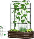 2 in 1 Galvanized Raised Garden Bed with 71 H Arch Trellis for Climbing Plants Outdoor Gardening Planter Box with Climbing Net for Flowers Vegetables Fruits Herbs Wood Grain