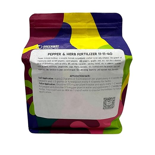 Greenway Biotech Inc. Pepper &amp Herb Fertilizer 11-11-40 Powder - Water Soluble with Chelated Micronutrients for Hot &amp Bell Peppers Basil - Hotter Peppers Aromatic Herbs - Hydroponics &amp So
