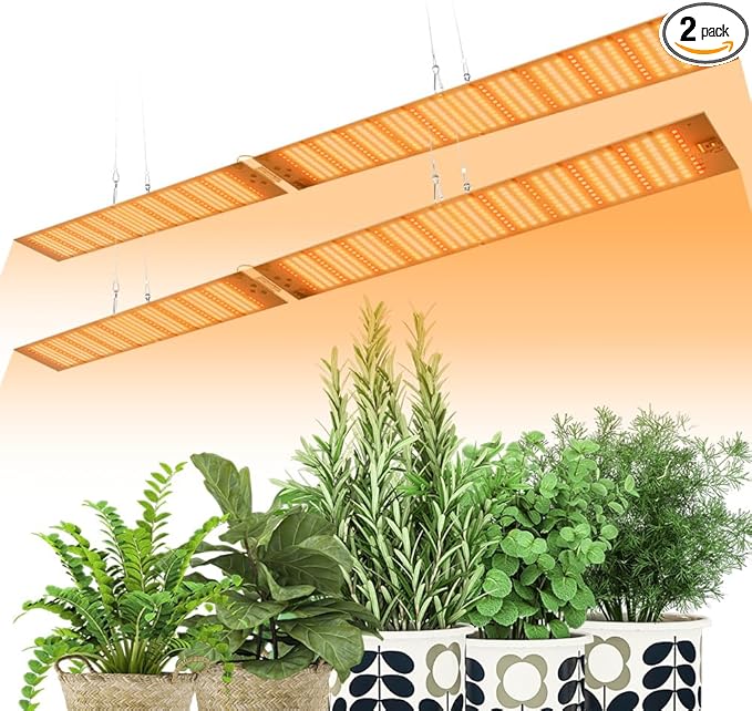 2Pack 200W LED Indoor Plants Growing Lights 110V Sunlight Seed Hydroponic Lamps 100-277V Greenhouse Tent Fill Lights UV/IR Indoor Planting Panel Cactus Succulent Cultivation Lighting With Hook US Plug