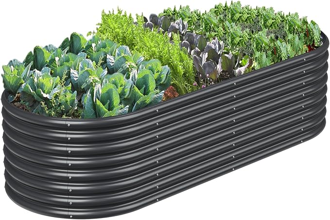 FRIZIONE 6FT(L)×3FT(W)×2FT(H) Raised Garden Bed Outdoor Raised Garden Beds for Flower Raised Planter Box Outdoor for Herb Vegetable-Gray