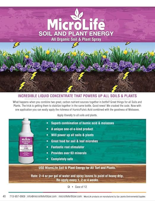 MicroLife Soil &amp Plant Energy Liquid Organic Concentrate Humic/Fulvic Acid &amp Molasses Foliar Spray or Root Stimulator 1 QT