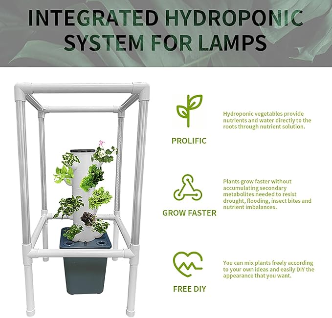 Tower Garden Hydroponics Growing System15-Plant Indoor Vertical Garden with LED Timing Grow LightNursery Germination Kit Including Water LevelWater Tank