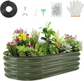 4X2x1Ft Galvanized Raised Garden Bed-Outdoor Birdies Raised Bed for Gardening Flowers and VegetablesOpen Base DrainageSafe Rubber Edging Rust-Resistant Steel