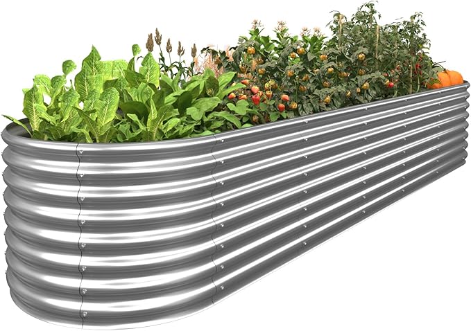 FRIZIONE 12FT(L)×3FT(W)×2FT(H) Galvanized Raised Garden Bed Outdoor Metal Raised Garden Beds for Flower Raised Planter Box Outdoor for Herb Vegetable