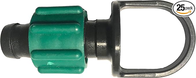 USA Made - Premium Drip Tape Irrigation Tubing (END Plug with Loop 25 Pack) (5/8 or .625 - .645) Universal Perma-Loc Connector Barbed Locking Fitting - Fits All Brands 16mm Drip Tape AG Tubing