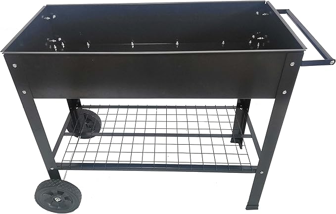 YAFF Mobile Metal Raised Garden Bed Cart with Legs Elevated Tall Planter Box with Wheels for Outdoor Indoors House Patio Backyard Vegetables Tomato DIY Herb Grow Black-1485