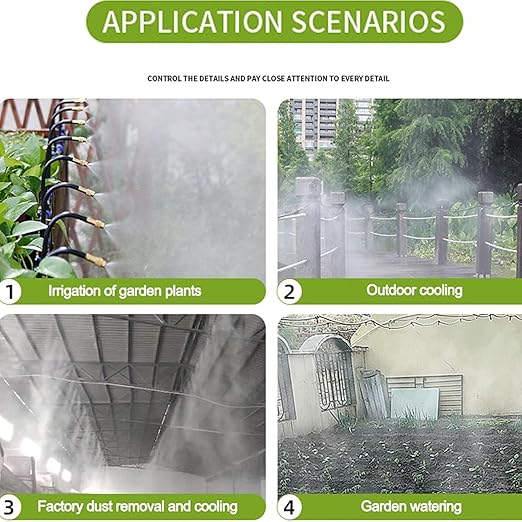 Automatic Greenhouse Drip Irrigation Kit with 20 Brass 360° Adjustable Nozzles 65FT 1/2 Tubing &amp Misting System for Outdoor Plants HydroponicsRaised Beds &amp Flower Gardens-Easy Setup &amp W