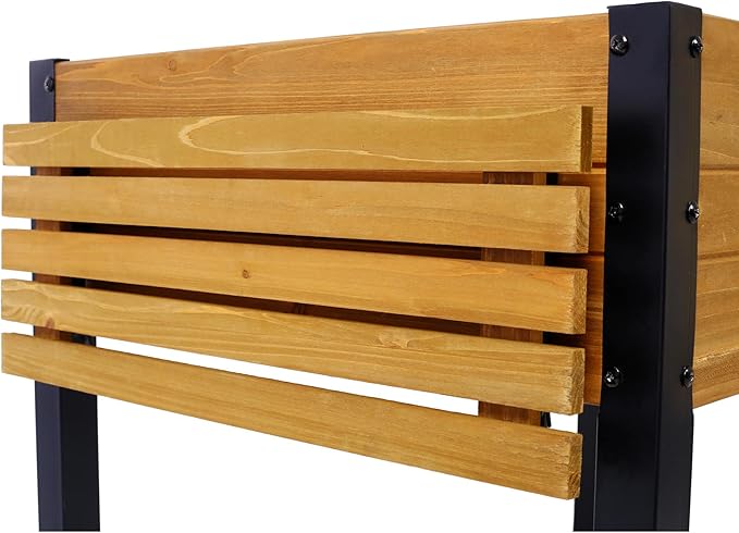 Raised Garden Bed with Metal Leg Wood Planter Boxes with Folding Storage Shelf Elevated Planter Box for Growing Fresh Herbs/Vegetables/Flowers for Outdoor/Patio/Deck/Balcony Brown