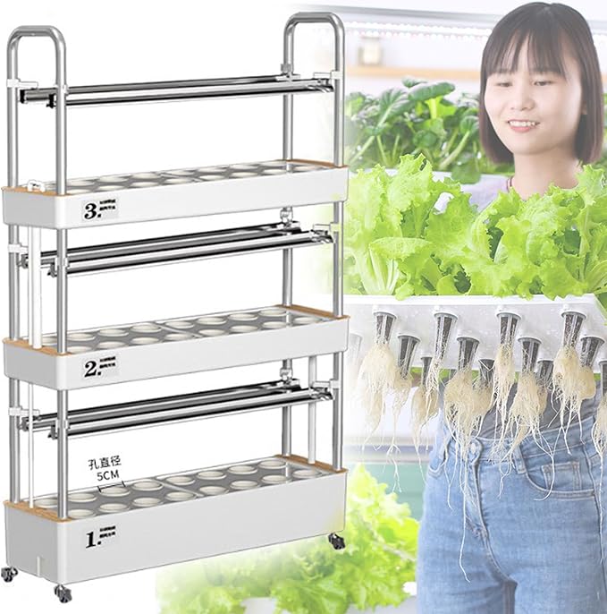 Smart Hydroponics Growing Kit With light 48/64/90/120Hole Hydroponics Indoor Self-watering Growing KitSoilless Cultivation Grow Tower with Pump Indoor Vegetable Plant Tower48hole