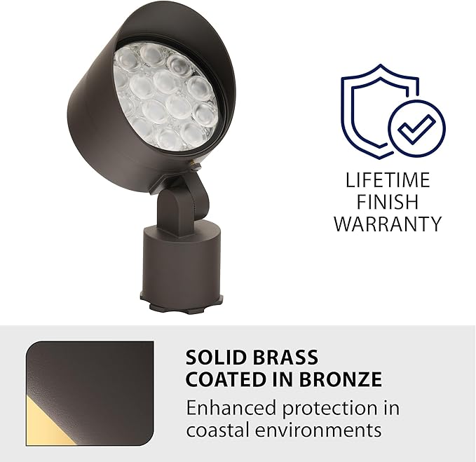 WAC Lighting LED Colorscaping Smart App Controllable Landscape Lighting with RGBWW Color Changing and Tunable White Power Accent 14W Light in Solid Brass Coated in Bronze