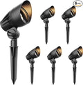 Low Voltage Spotlight 6PK Landscape Lighting 5W LED Floodlight 12V Metal Spot Light 400 Lumen 2700K Warm White Spike Stake and Connector for Garden Yard Lawn Driveway