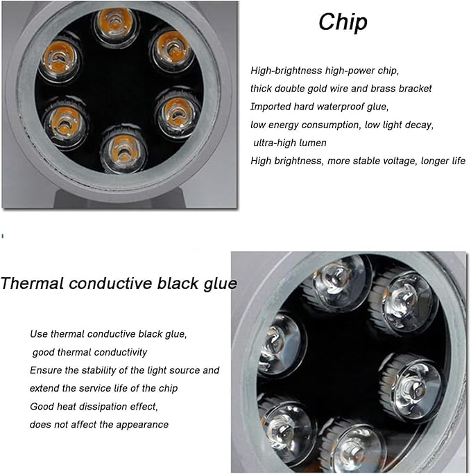 Long Range Led Beam Spotlight Outdoor Wall Washer Lamp IP65 Waterproof Villa Garden Column Lamp AC220V Double Head Up And Down Irradiation Exterior Wall Landscape Light(Warm White Light12w)