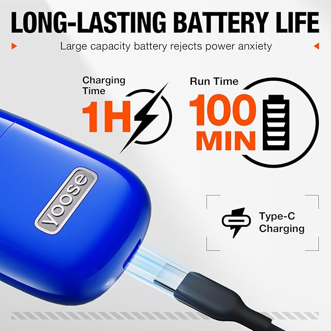 yoose Alloy Nose Hair Trimmer Portable Nose Hair Trimmer for Men Women Rechargeable Washable Nose Trimmer Detachable Head Easy to Clean Travel Size Dual Edged Blades Painless Trimming Blue
