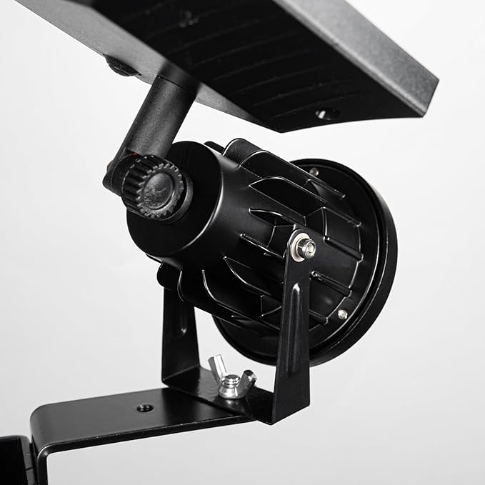 Outdoor Solar Power 9W Warm Light Spotlight Black Clip Mount Adjusted Angle Waterproof Portable Easy to Install Spot Lamp for Indoor Balcony Landscape Yard Patio