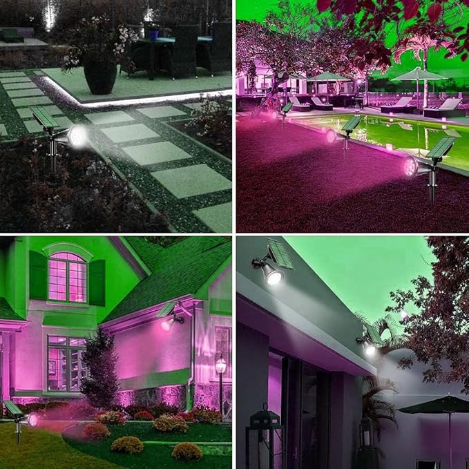 Generic Solar Landscape Lights 7 LED Solar Spotlights 2 in 1 Waterproof Security Light Solar Lights Outdoor (Pink)