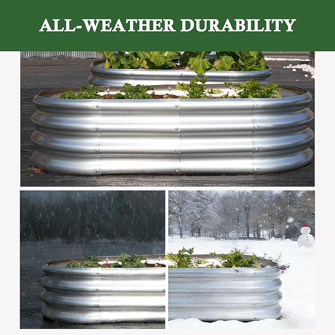 4x2x1 ft Galvanized Raised Garden Bed Outdoor 4-Pack 12 Tall Metal Planter Boxes for Planting Vegetables Flowers Herbs Tomato - Corrugated Rust-Resistant Elevated Garden Beds Kit Silver