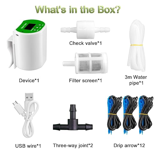 Automatic Plant Waterer Self Watering System - Drip Irrigation Kit with Programmable Timer Water Up to 12 Potted Plants Perfect for Indoor Gardens Balconies &amp Outdoor Parks