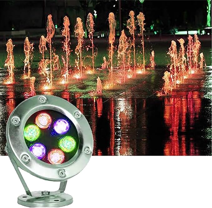 Underwater Pond Spotlight - Rotating Outdoor Spotlight 12V IP68 Waterproof RGB Garden Spotlights Adjustable Ground Lighting Floor Lamp/Underwater Light/LED UnRGB (Red Green Blue) 18W