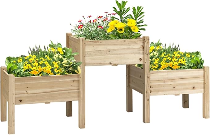 Raised Garden Bed with 3 Planter Boxes