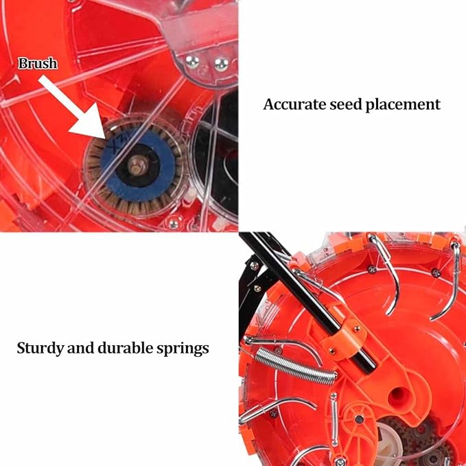 Precision Hand-Push Roller Seeder Seeds Dispenser Spreaders with 12 Seeding Nozzles Single-Wheel Planter Tool Manual Seeder Machine for Soy Peanut Corn Cotton Soybean