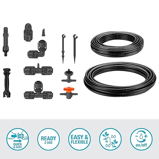 Gardena Micro-Drip-System Drip Irrigation Set Raised Bed/Bed (35 Plants): Starter Set Ready to use Water-Saving Irrigation System Simple &amp Flexible Connection Technology (13455-20)