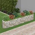 Gabion Raised Bed Silver Galvanized Iron 129.9x19.7x19.7 Inch Large Sturdy Rectangular Planter for Outdoor Plants Gardening