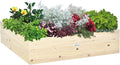 Wooden Raised Garden Bed Kit Elevated Planter Box with Bed Liner for Backyard Patio to Grow Vegetables Herbs and Flowers 4' x 4' x 12