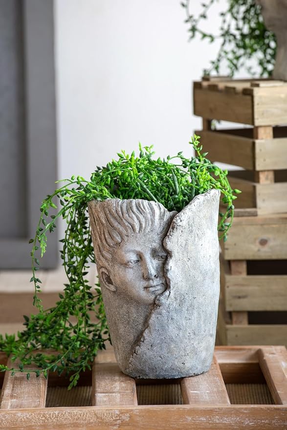 Set of 2 6.5x6x8.5 Sleep Face Accent Planter