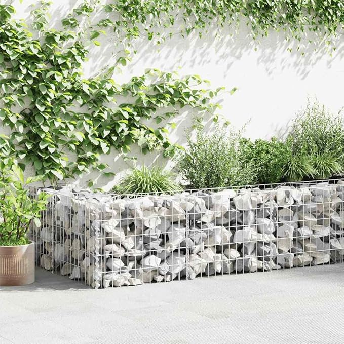 Galvanized Steel Gabion Basket for Garden Gabion Raised Bed Galvanized Rock Stone Walls Mesh Cage 118.1x11.8x19.7-954