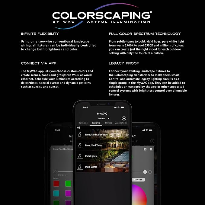 WAC Lighting LED Colorscaping Smart App Controllable Landscape Lighting with RGBWW Color Changing and Tunable White Power Accent 14W Light in Bronze