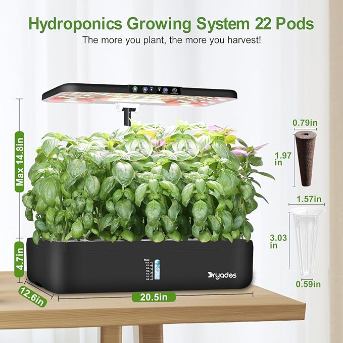 22 Pods Hydroponics Growing System with LED Grow Light Indoor Herb Garden Kit for Vegetables Lettuce Strawberries Fruits &amp Flowers Automatic Light Modes No Seeds Included