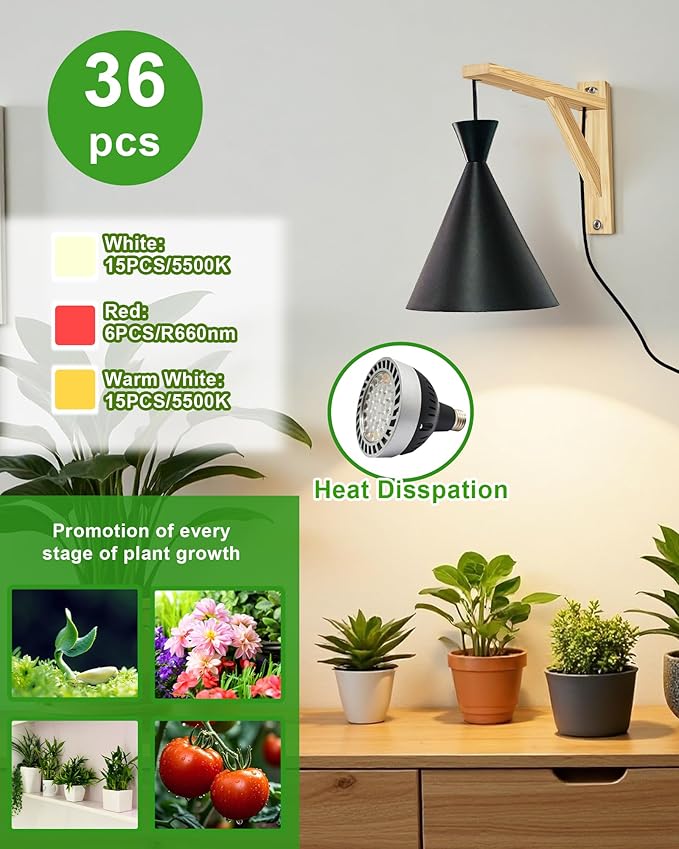 Arikashi Hanging Grow Light LED Growing Light Full Spectrum for Indoor Plants4/8/12H Timer Height Adjustable Grow Lamp for Large Plants