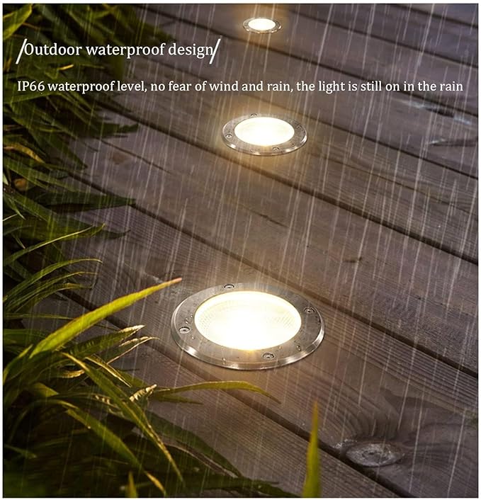 2Pcs Outdoor Buried Lights - Ground Led Landscape Lamp Ip66 Waterproof Led Spotlights Garden Buried Lights Outdoor Round Recessed Ground Spotlight for Patio Walkway -Blue-24W