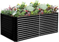 Land Guard 8x4x3ft Rectangular Galvanized Raised Garden Beds Large-Capacity Metal Planter Box Outdoor Durable Deep Raised Garden Bed 3ft Tall Raised Beds for Gardening Vegetables Dark Grey