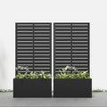 Casaphoria 47x24 Metal Raised Garden Bed with Trellis(2 Pack) Outdoor Planter Box with Wheels &amp Drainage Holes for Climbing Plants Flowers Elevated Garden Kit with Privacy Screen Black-Louve