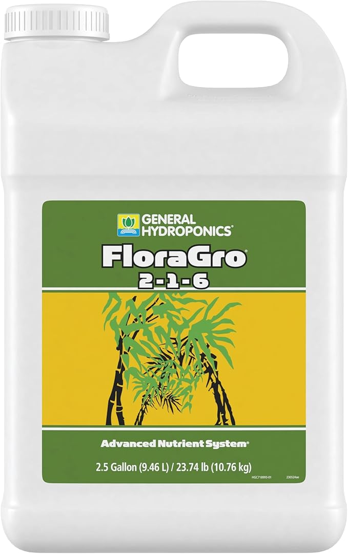 General Hydroponics FloraGro Plant Food 2-1-6 2.5 gal.