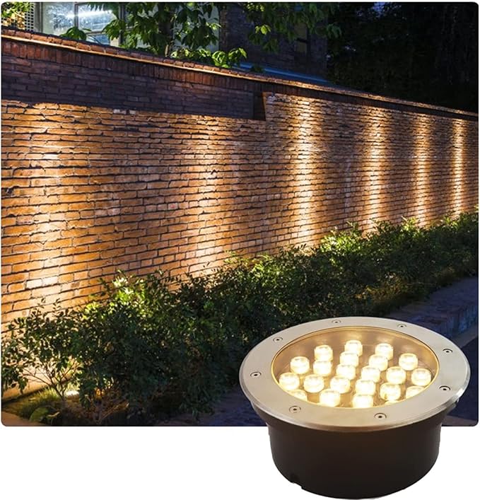 Outdoor LED Recessed Spotlight - Inground Garden Lamp Garden Built-in Lighting Waterproof 24V Underground Lights Beam Underground Spotlight Landscape Lights (Warm White 6w(24V)) (Blue 12w(2