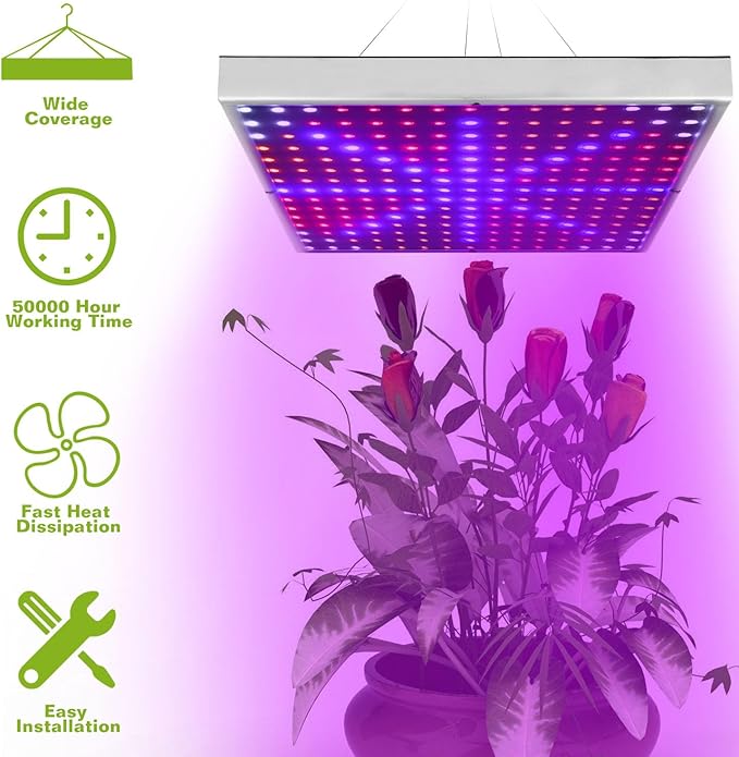 LED Grow Light Full Spectrum Hanging 225 LEDs Plant Grow Lamp Indoor Grow Light for Greenhouse Succulents Seedlings Plants Veg and Flower（15W LEDs）