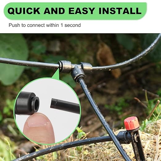 177FT Drip Irrigation Kit – 2026 New Quick-Connect Micro Irrigation System with 46FT 1/2'' Tubing Locking Nozzle Emitters Adjustable Misting Sprayers for Gardens Lawns Raised Beds and Greenhouses
